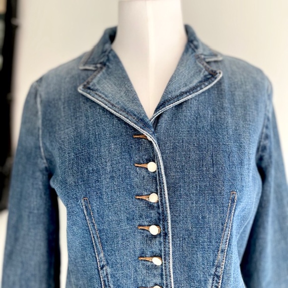 RALPH LAUREN Vtg 90’s Victorian Style Denim Jacket 17 RLL Monogram Buttons - Picture 2 of 8